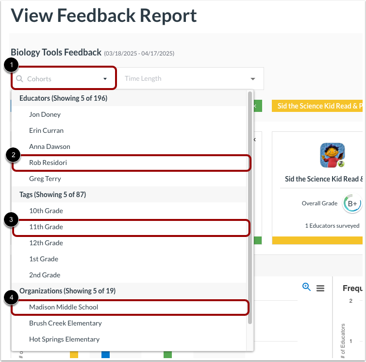 Filter Feedback by Cohort