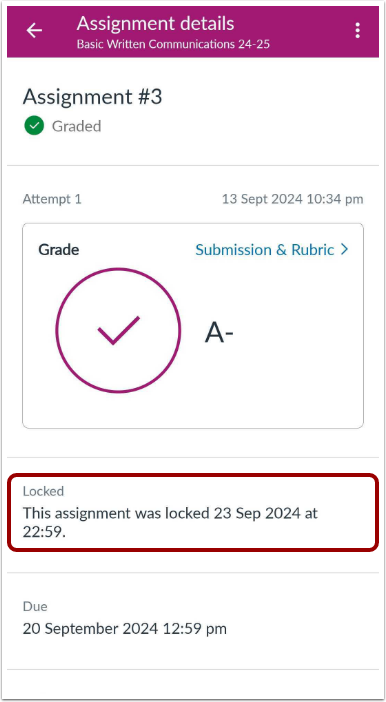 View Locked Assignment 1.1