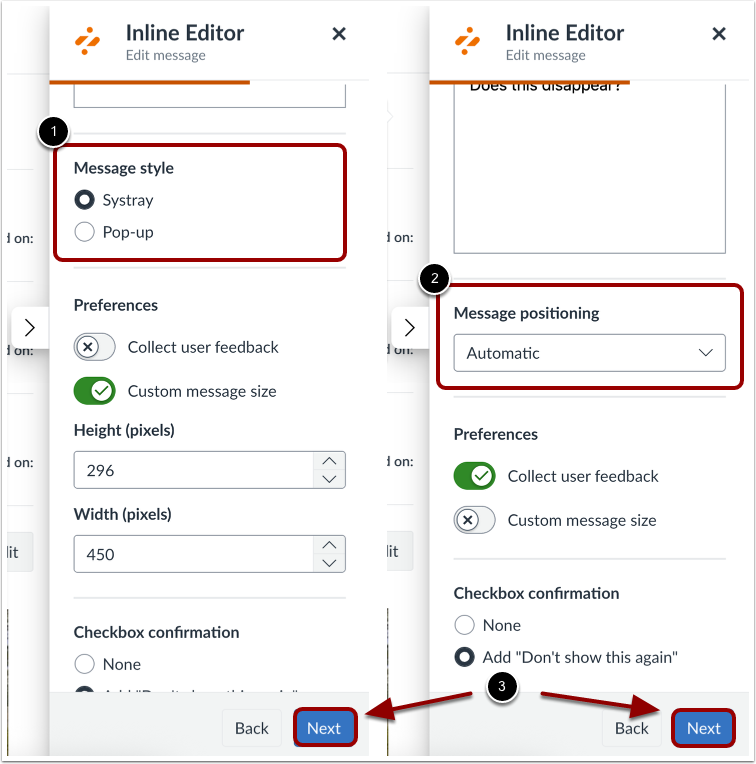 Change Message Style or Positioning