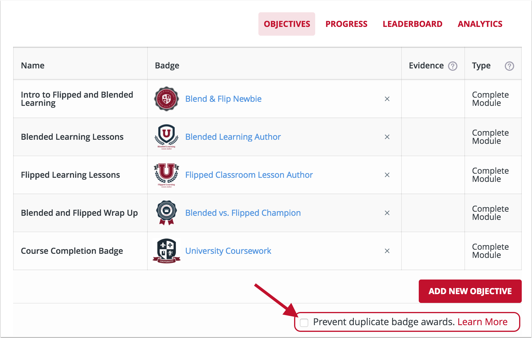 Sometimes badges may be awarded (accidentally) more than once in a Canvas course.
