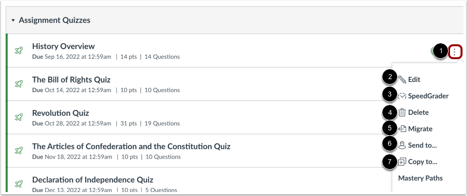 Manage Individual Quiz