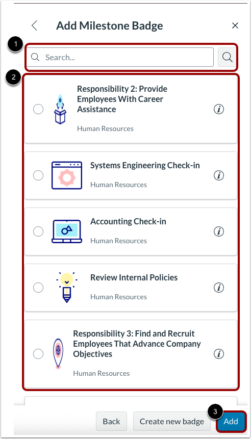 Select Achievement Badge