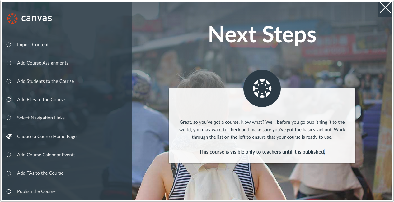 View Course Setup Checklist