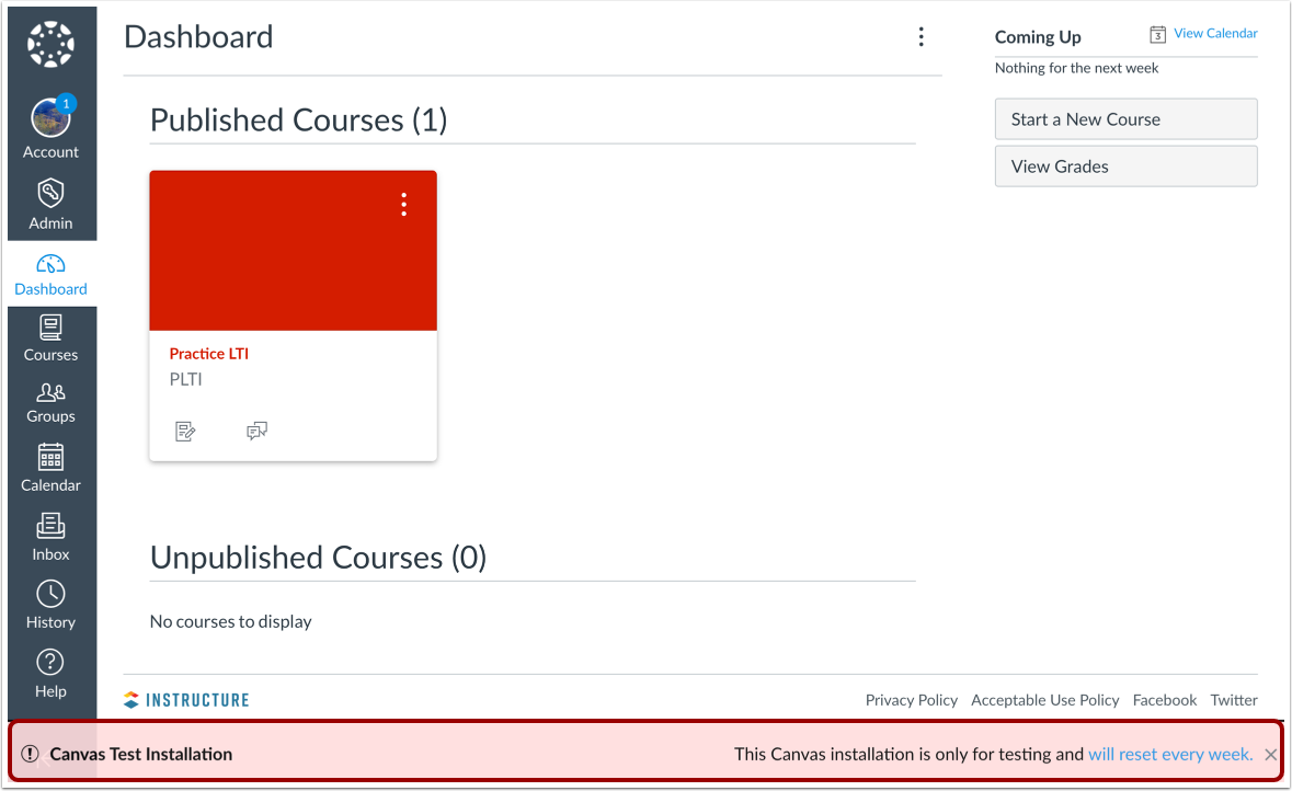 View Test Installation Message