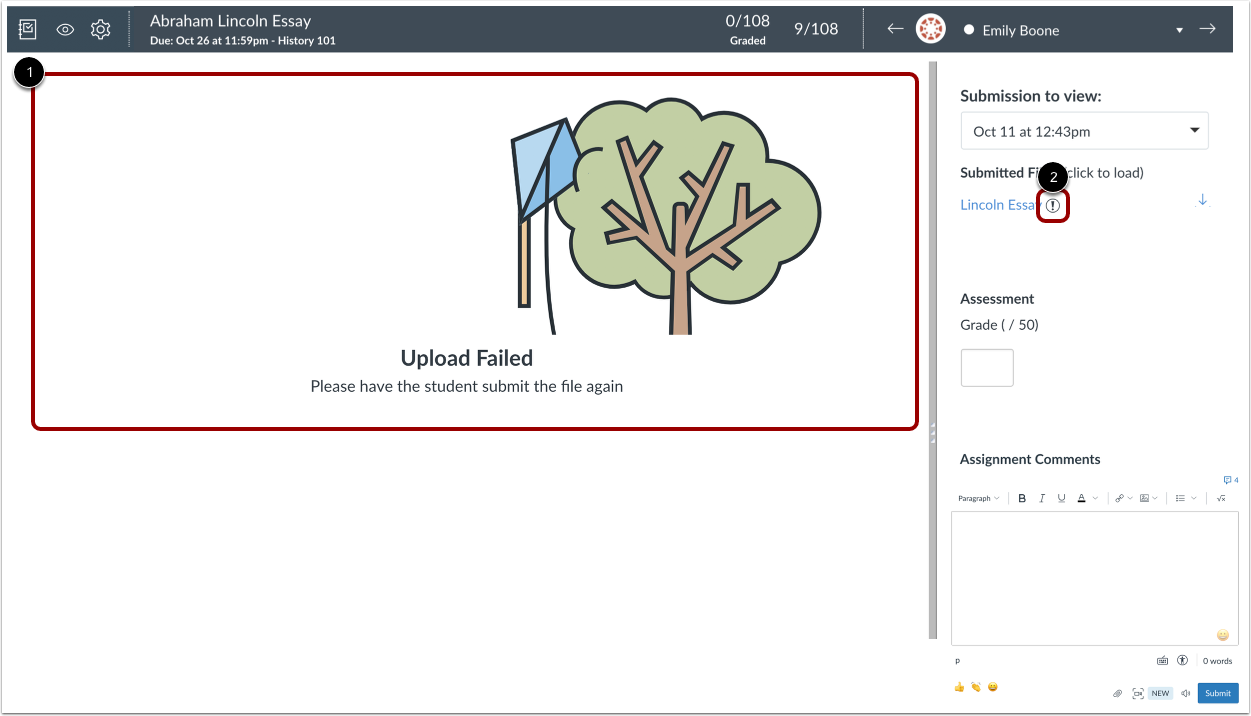 View Failed Submission Uploads