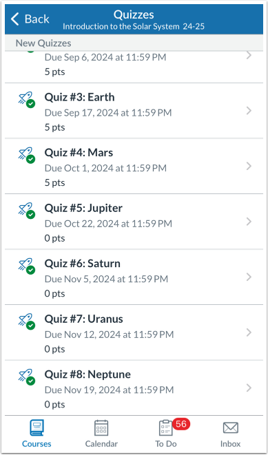 View Quizzes