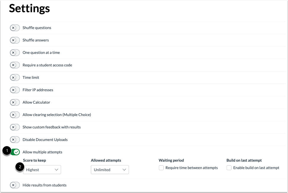 Allow Multiple Attempts