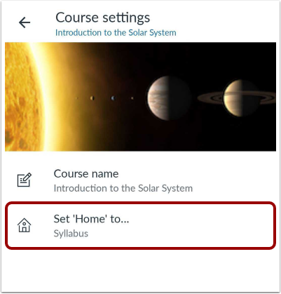 Set Course Home Page