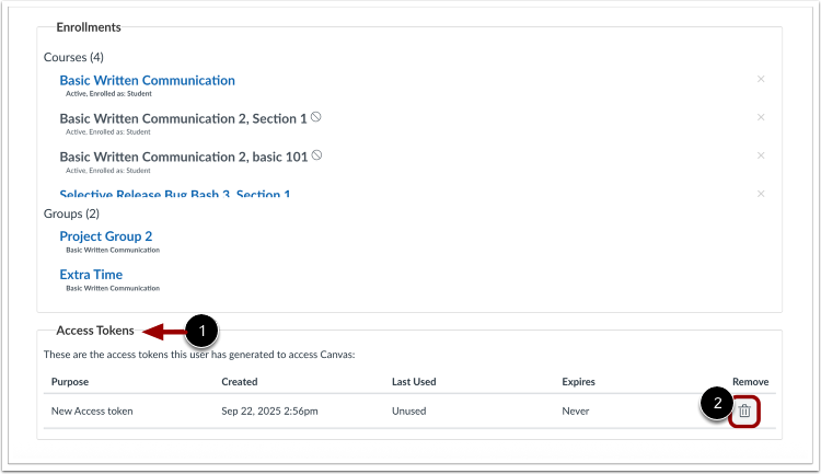 User Details Access Tokens