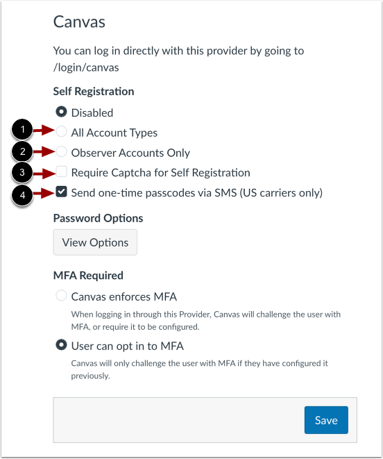 Configure Self Registration