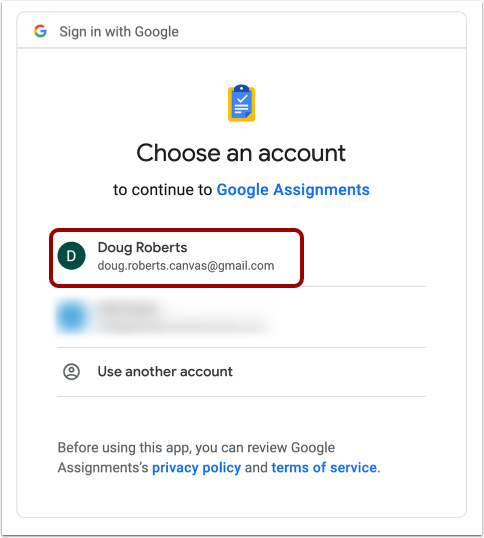 Select Google Account