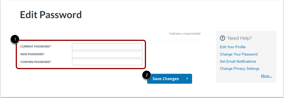 Enter and Confirm New Password