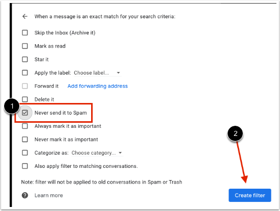 Never Send it to Spam