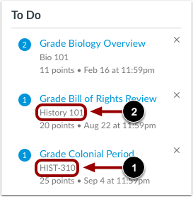View Sidebar Course Items