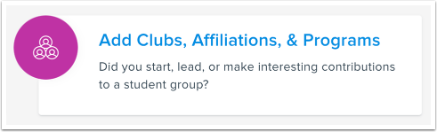 Add Clubs, Affiliations, and Programs