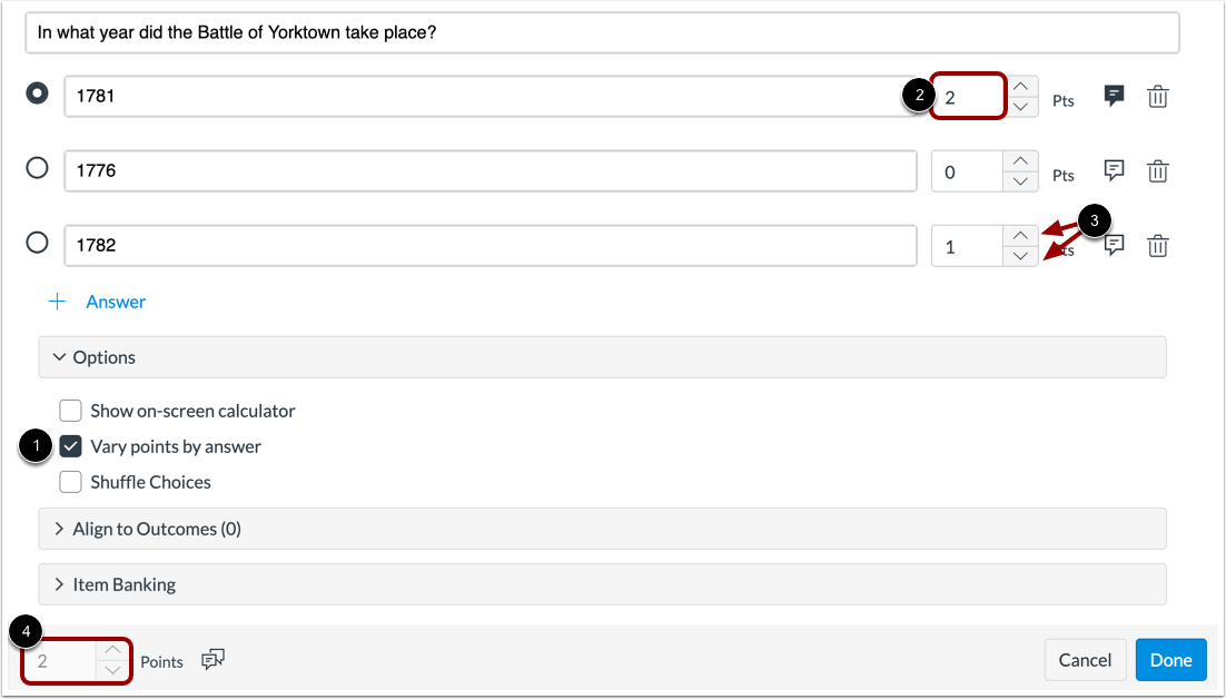 Vary Points by Answer
