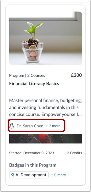 View Instructor Name on Catalog Listing