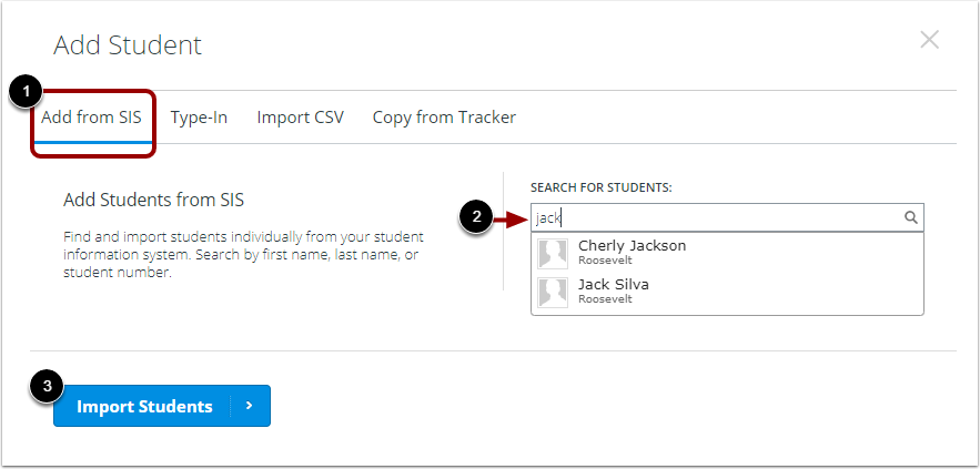Add Student from SIS