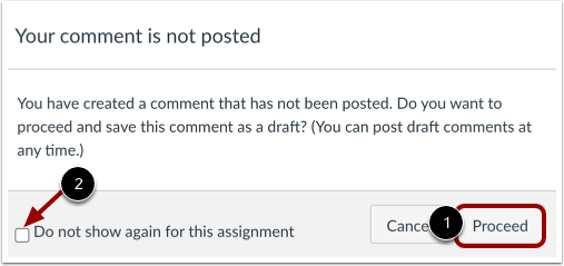 View Unposted Comment Warning