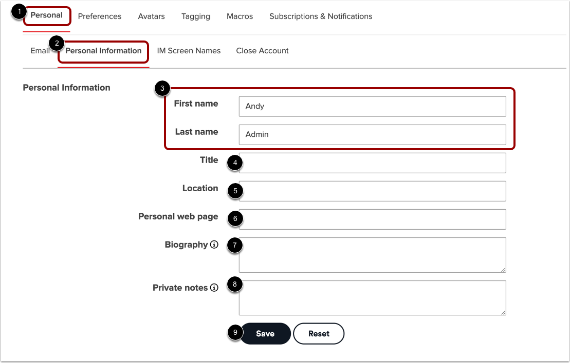 Update Personal Information