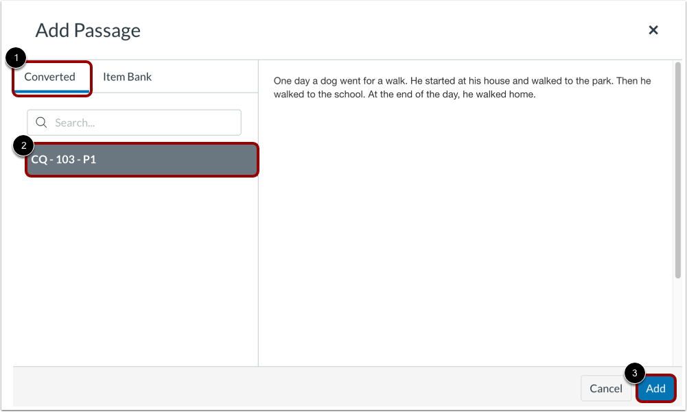 Add Converted Passage