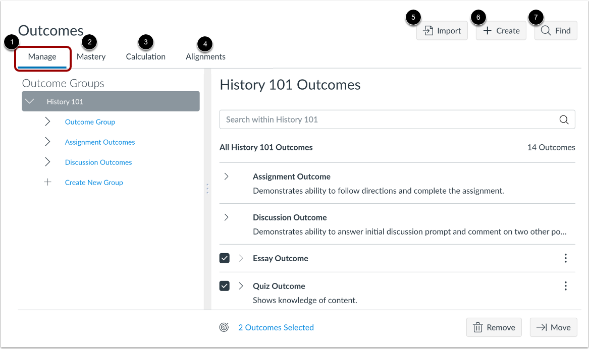View Outcomes Page