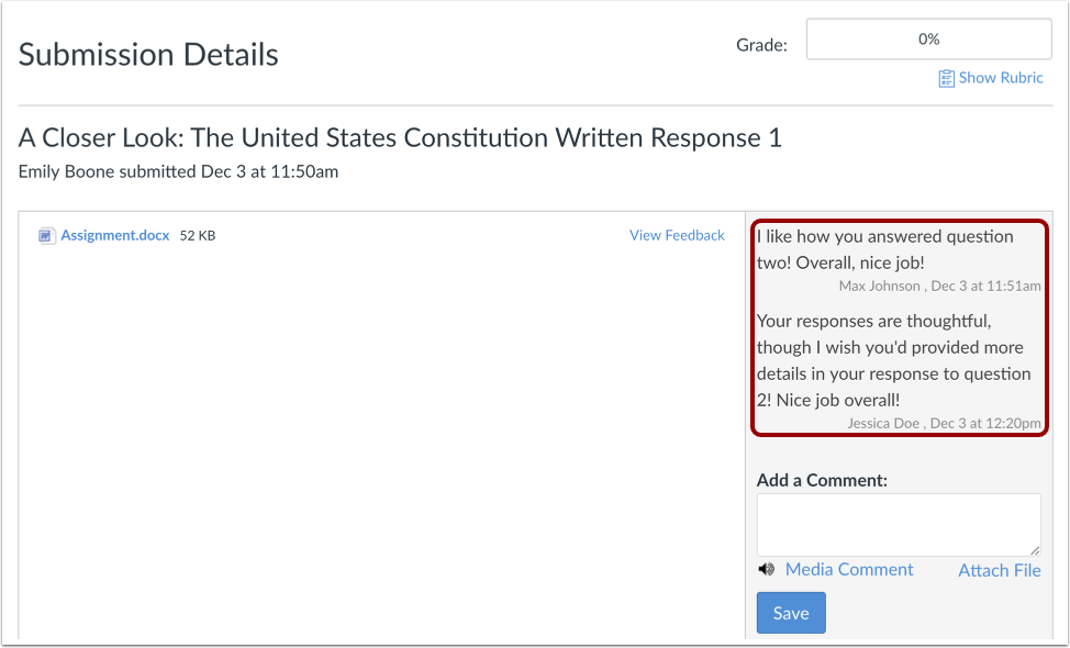 View Peer Review Comments