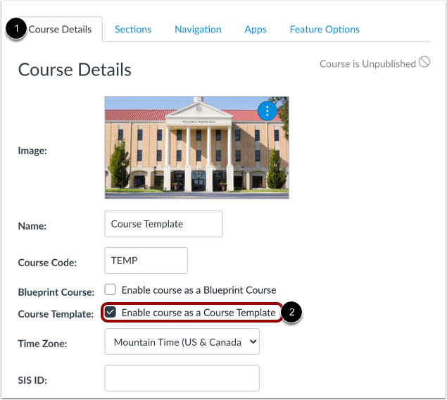 Enable Course as Template