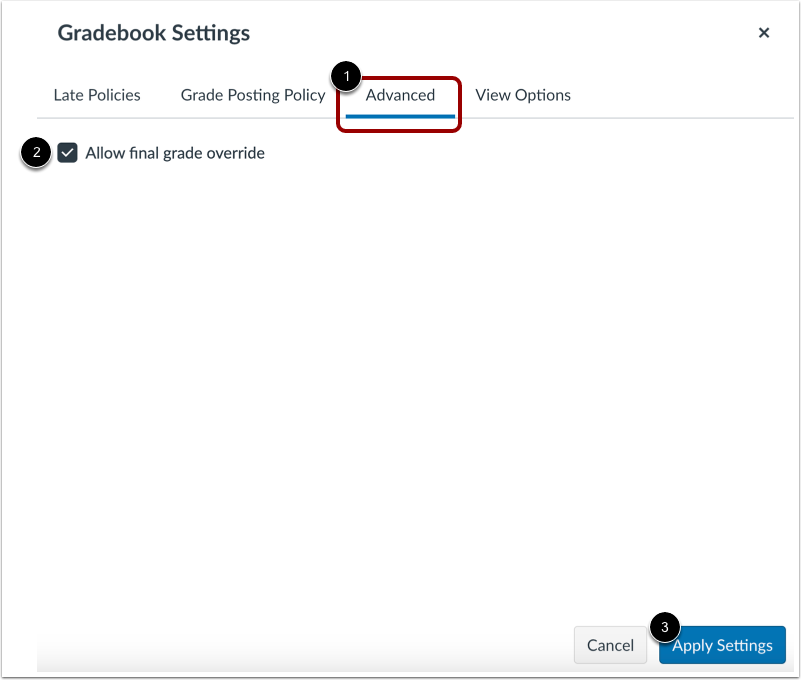 Select Final Grade Override