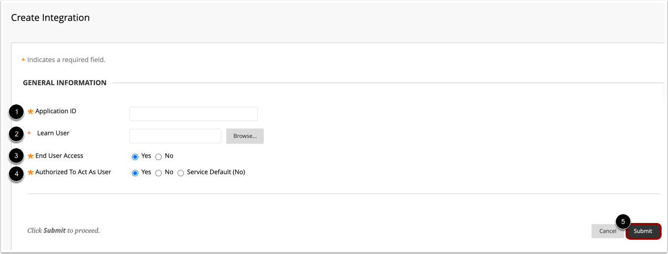 Enter Integration Information