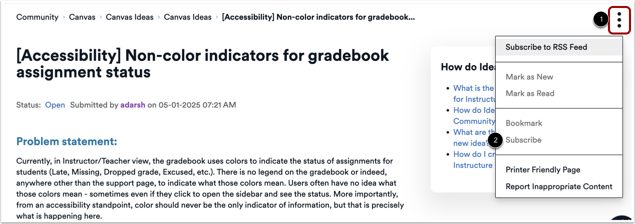 Subscribe to an Idea