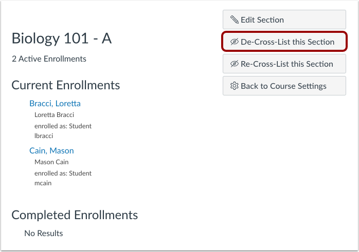 De-Cross-List This Section