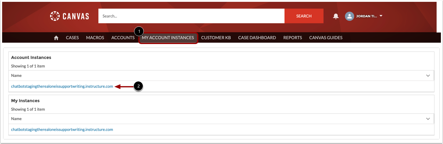 View My Account Instances