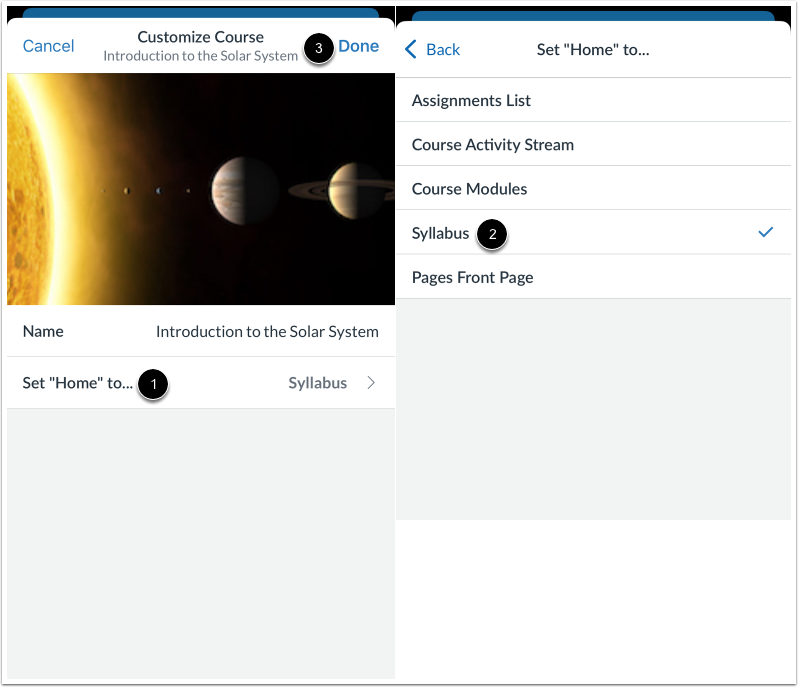 Set Course Home Page