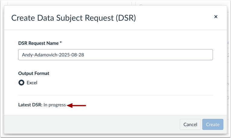 Create Data Subject Request Status