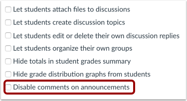 Disable Comments on Announcements