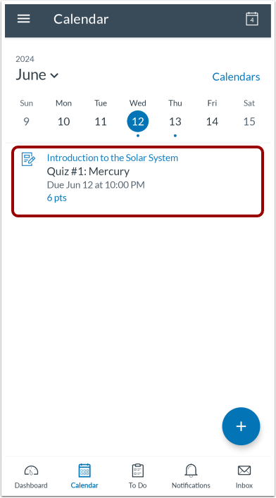 View Individual Event or Assignment