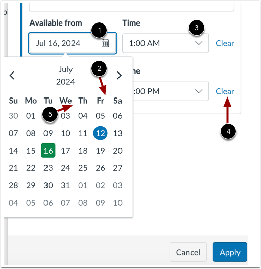 Select Dates and Times