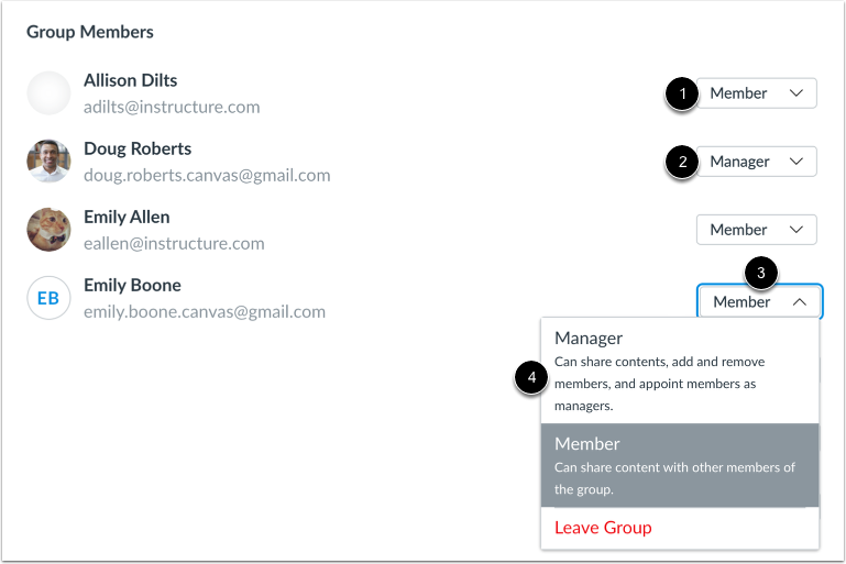 View Group Member Roles