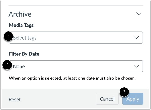 Filter Archived Media