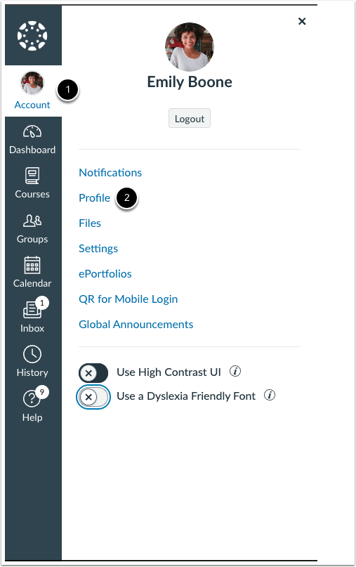 Open Profile Settings