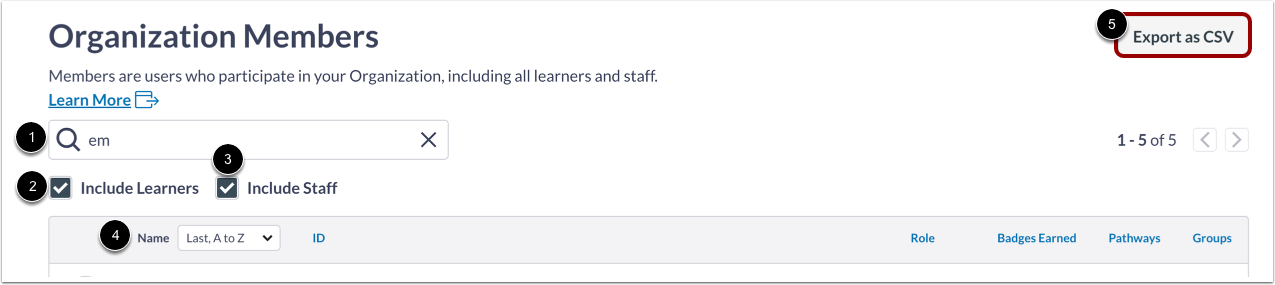 View Members Filters