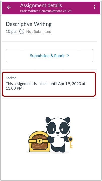 View Locked Assignment