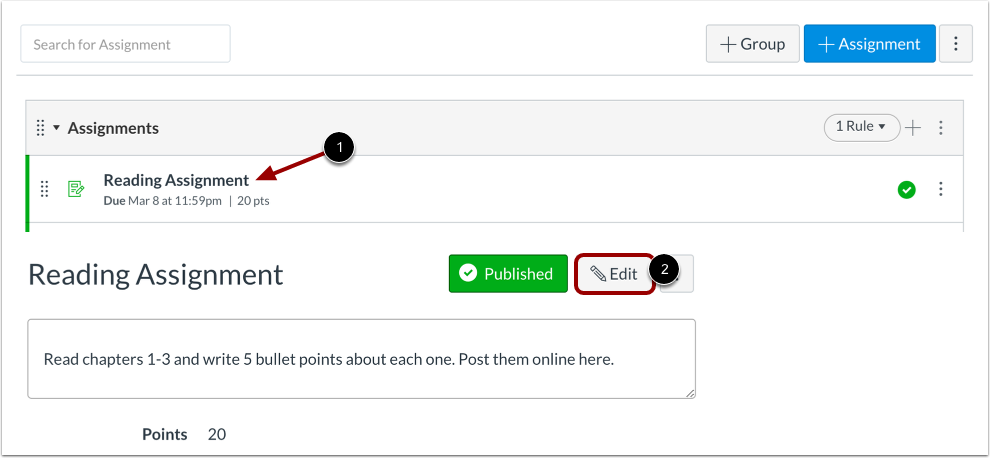 Review Existing Assignment Configuration