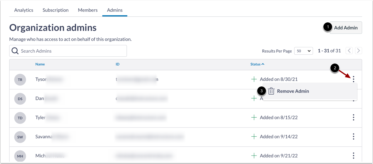 Manage Organization Admins