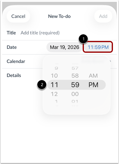 How do I add a Calendar To-Do List item or Event in the Canvas app on ...