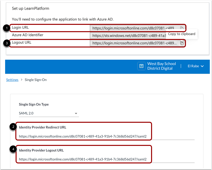 Add Identity Provider Redirect and Logout URL