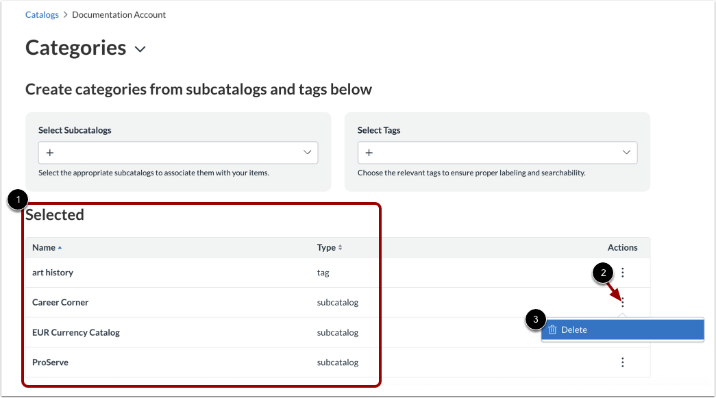 View Subcatalog Categories