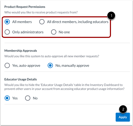 Manage Product Request Permissions