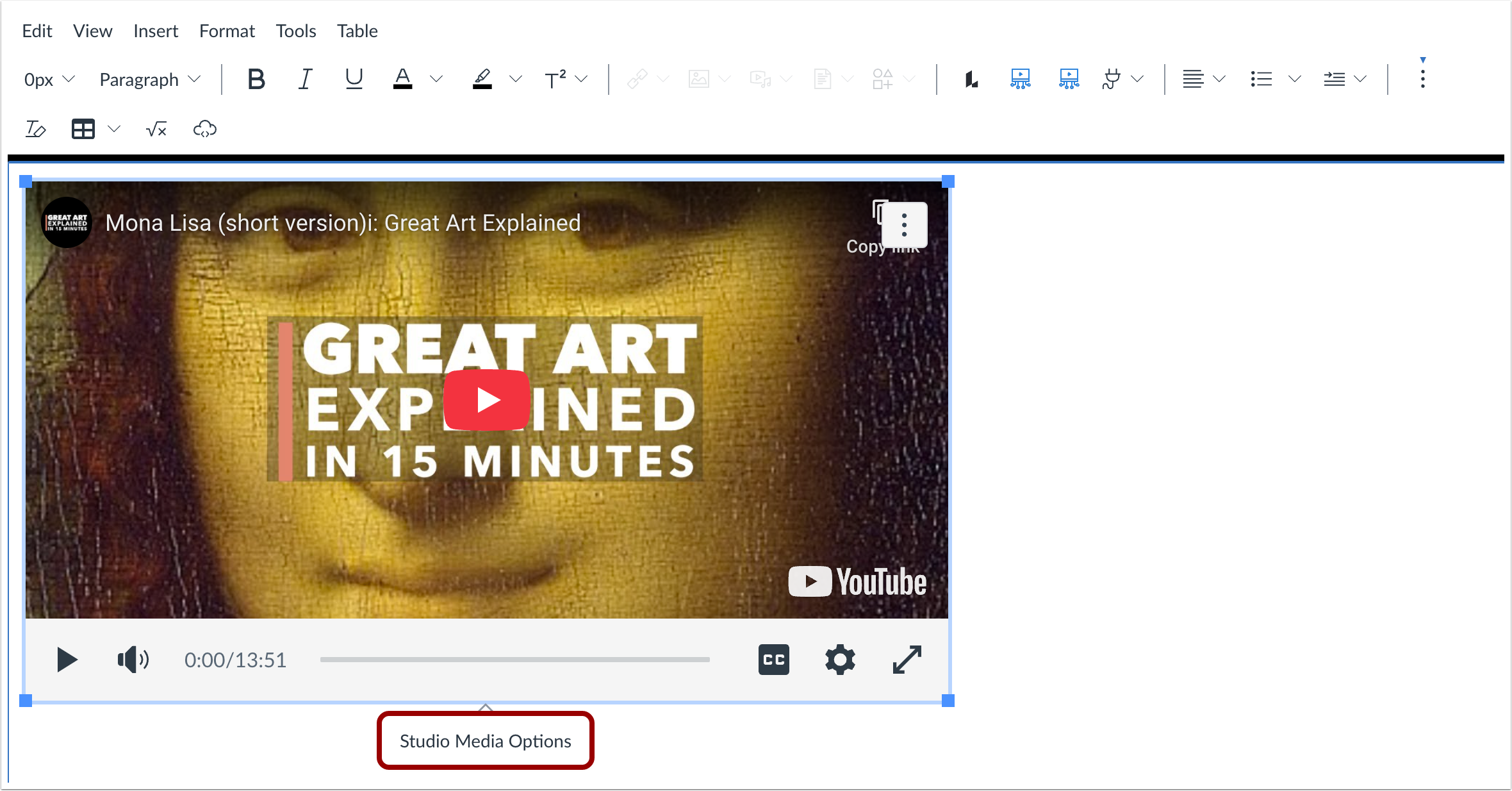 Open Studio Media Options